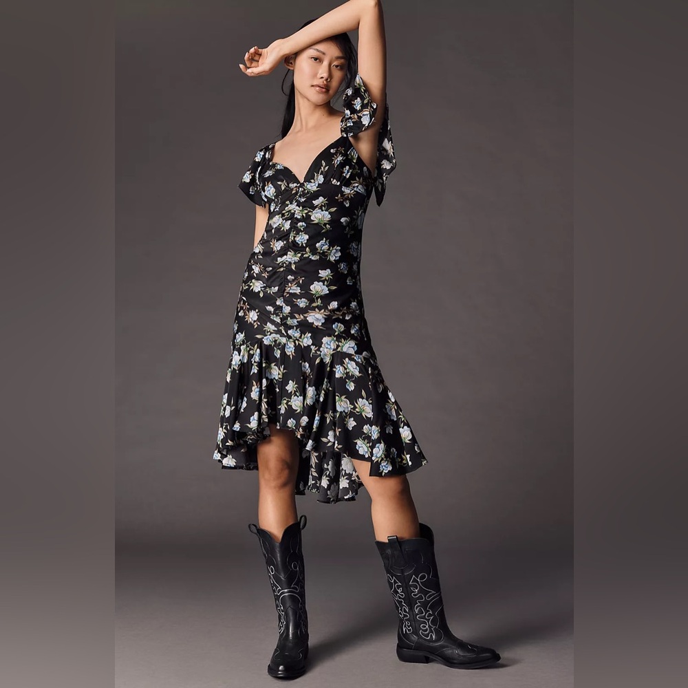 NWT By Anthropologie Sweetheart Ruched Drop-Waist Dress